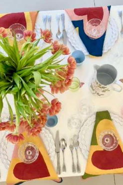 Summerill Heart Linen Napkins, Mixed Set Of 6 Live