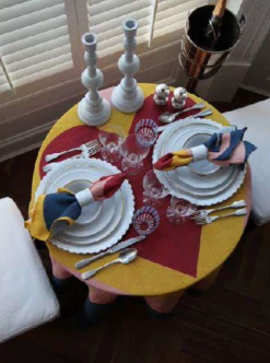 Summerill Heart Linen Tablecloth For Two, Blue