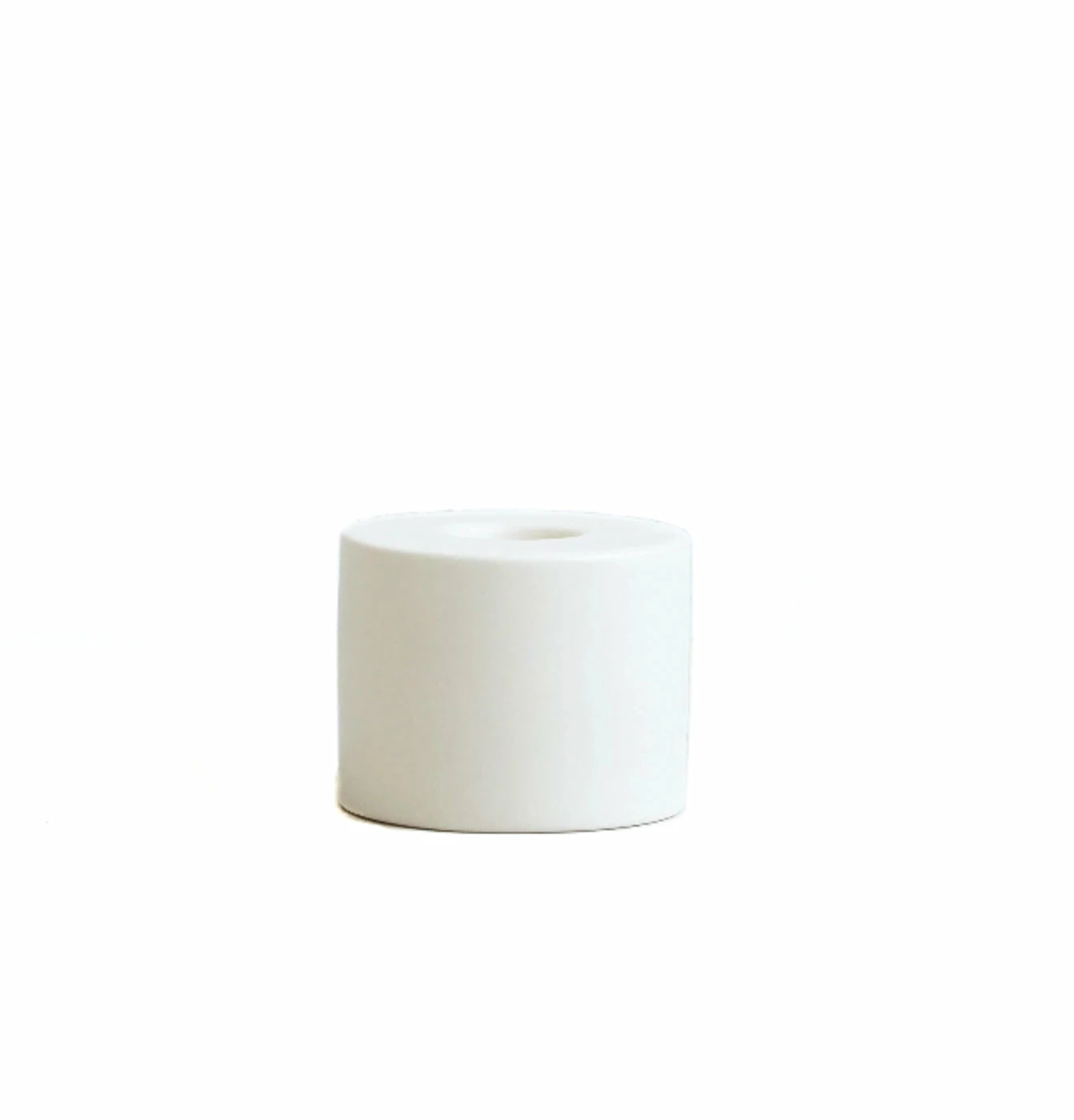 The Floral Society Petite Ceramic Taper Holder, Matte White Cylinder 1 The Floral Society Petite Ceramic Taper Holder, Matte White Cylinder