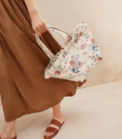 Loeffler Randall Wear Claire Tote, Cream Vine Floral
