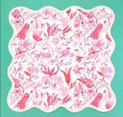 Fenwick Fields Square Scalloped Placemat, Birds Of Paradise Pink