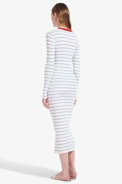 Staud Shoko Sweater Dress, White X Sky X Tomato