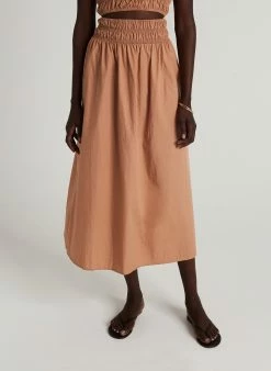 Faithfull The Brand Kiera Midi Skirt, Plain Hazelnut Wear