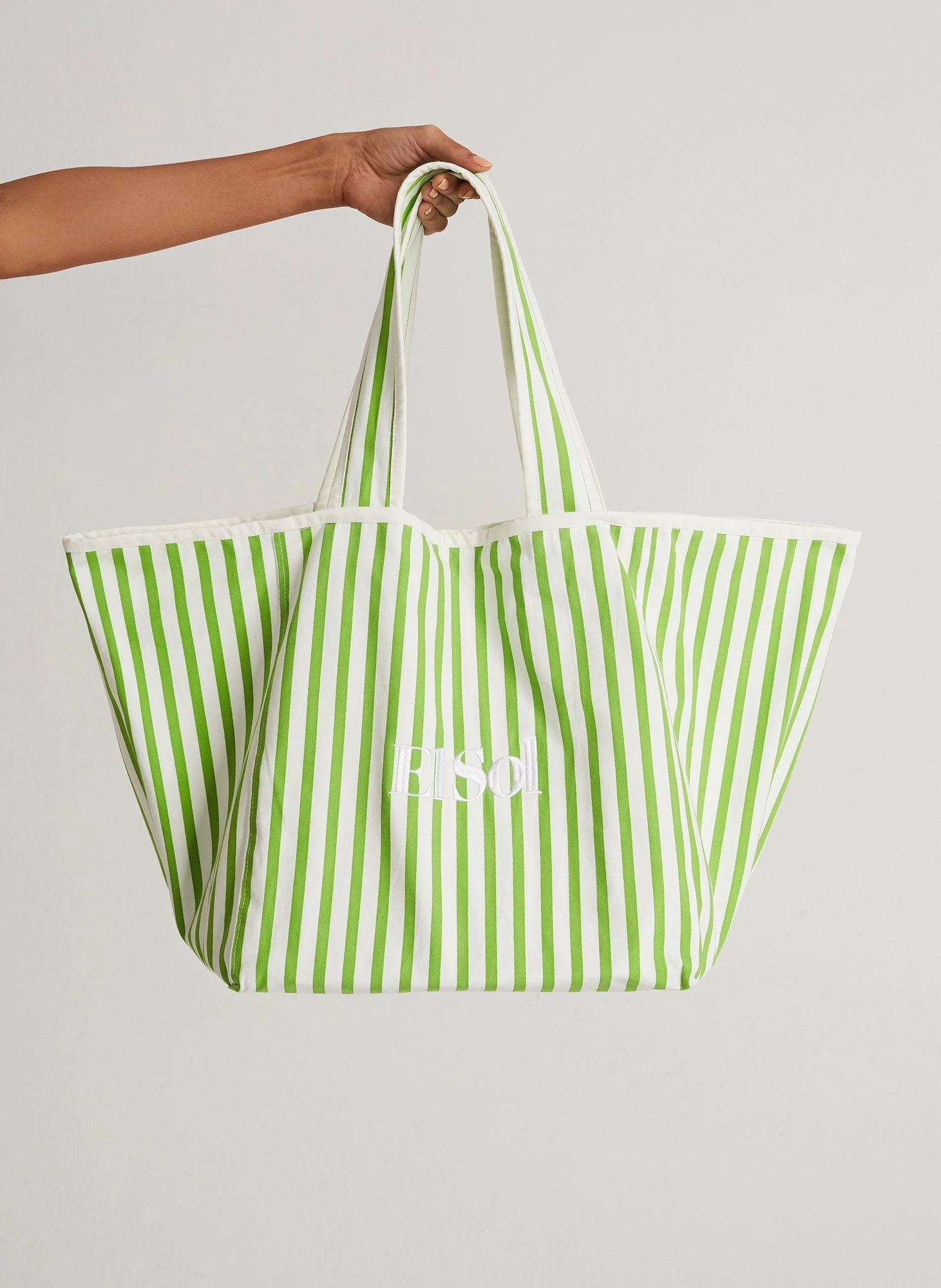 Faithfull The Brand El Sol Tote Bag, Martie Stripe Print Green 2 Faithfull The Brand El Sol Tote Bag, Martie Stripe Print Green
