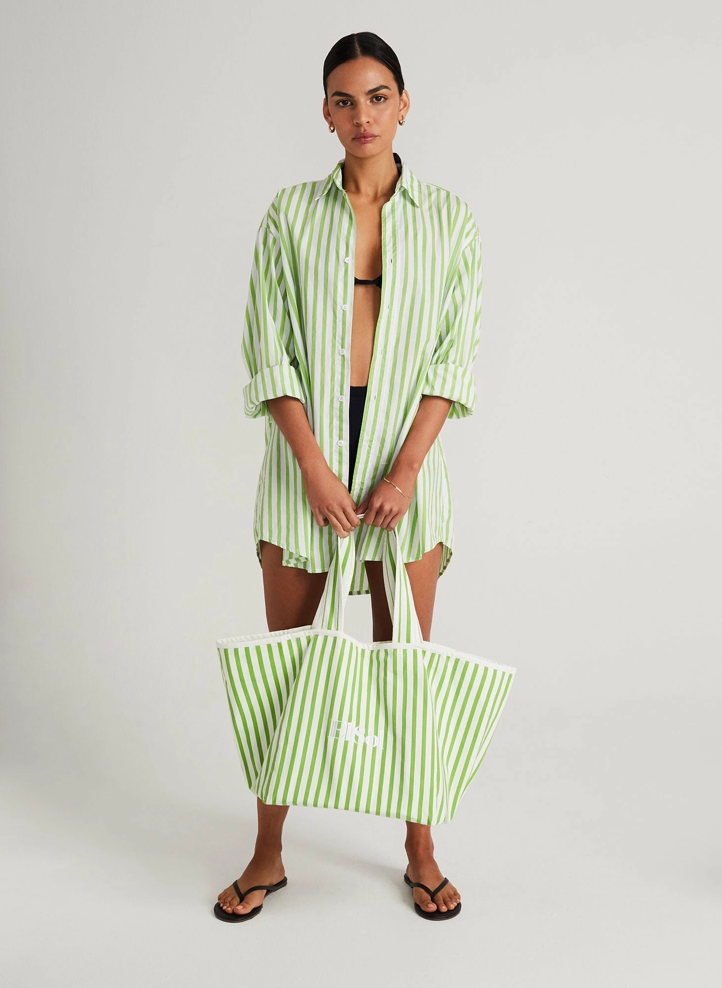 Faithfull The Brand El Sol Tote Bag, Martie Stripe Print Green 3 Faithfull The Brand El Sol Tote Bag, Martie Stripe Print Green