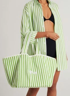 Faithfull The Brand El Sol Tote Bag, Martie Stripe Print Green 7 Faithfull The Brand El Sol Tote Bag, Martie Stripe Print Green