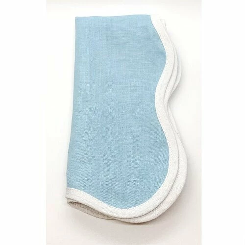 Fenwick Fields Live Linen Scalloped Square, Sky Blue 4 Fenwick Fields Live Linen Scalloped Square, Sky Blue