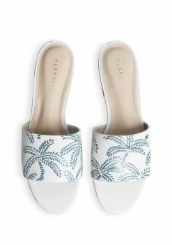 ALEPEL Blue Abstract Palms White Slide Wear