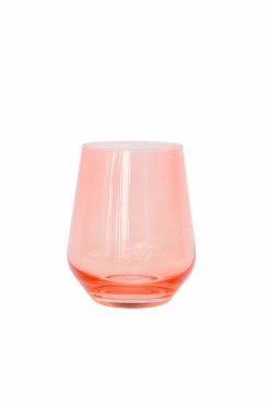 Estelle Colored Glass Stemless Wineglass (Set Of 2), Coral Peach Pink