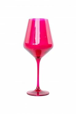 Estelle Colored Glass Wine Glass (Set Of 2), Fuchsia