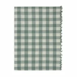 Heather Taylor Home Gingham Tablecloth, Sage Live