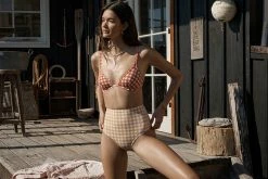 EPHEMERA High Waisted Swim Bottom, Marigold Gingham