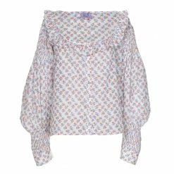 Thierry Colson Yentl Blouse, Rosebuds Orange X Blue Wear