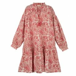 OPHELIA & INDIGO Wear Chloe Dress Pink Dianthus Block Print