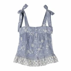 OPHELIA & INDIGO Wear Lottie Top Blue Floral Block Print