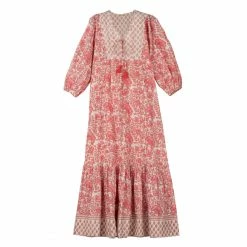 OPHELIA & INDIGO Wear Molly Dress Pink Mixed Floral Block Print