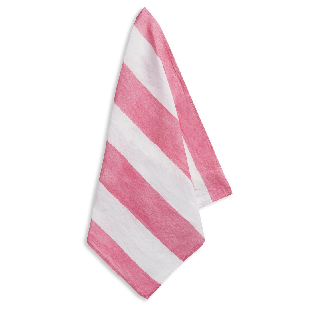 Summerill Stripe Linen Napkins, Pink Live 1 Summerill Stripe Linen Napkins, Pink Live