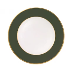Augarten Porcelain Charger Plate 32 Cm With Slim Gold Rim Forrest Green Matte Dinnerware