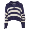 Ciao Lucia Venezia Polo Cotton Sweater Knit, Navy X Ivory