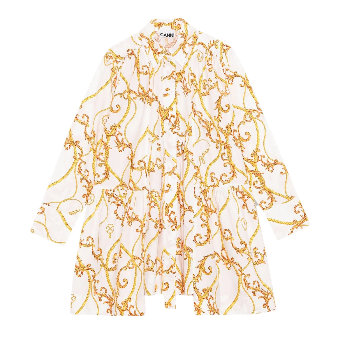 Ganni Gathered Mini Shirt Dress Wear 1 Ganni Gathered Mini Shirt Dress Wear