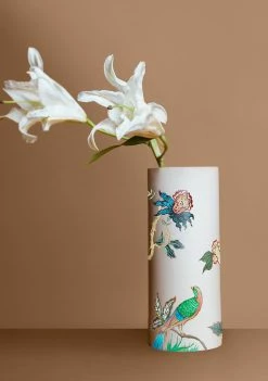 ALEPEL Bird Floral Beige Vase Live