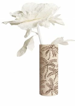 ALEPEL Taupe Abstract Palms Beige Vase