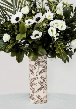 ALEPEL Taupe Abstract Palms Beige Vase