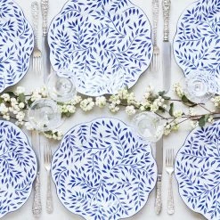 Maison Margaux Spring Leaves In Blue Dinner Plate