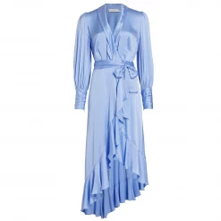 Zimmermann Silk Wrap Midi Dress, Cornflower