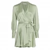 Zimmermann Silk Wrap Mini Dress, Sage