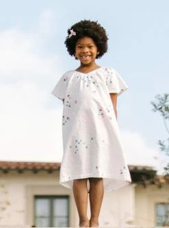 La Paloma Girl's Flutter Sleeve Nightgown In Wild Berry For Kids
