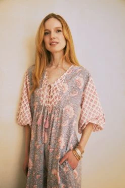 OPHELIA & INDIGO Molly Dress Lilac And Pink Mixed Floral Block Print Wear 13 OPHELIA & INDIGO Molly Dress Lilac And Pink Mixed Floral Block Print Wear