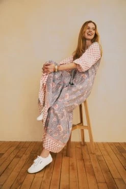 OPHELIA & INDIGO Molly Dress Lilac And Pink Mixed Floral Block Print Wear 17 OPHELIA & INDIGO Molly Dress Lilac And Pink Mixed Floral Block Print Wear