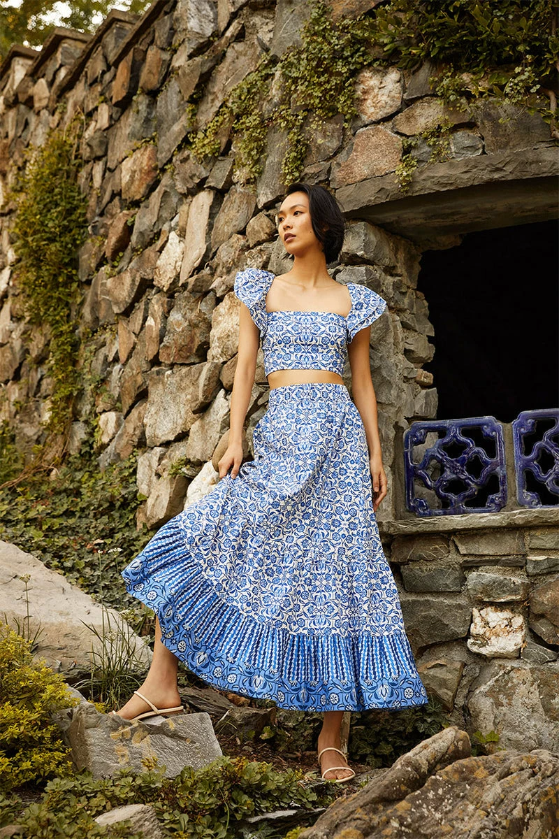 Cara Cara Wear Darby Top, Spanish Tile Blue 2 Cara Cara Wear Darby Top, Spanish Tile Blue