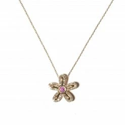 Campbell + Charlotte JuJu Flower Charm Necklace - Pink Sapphire Wear