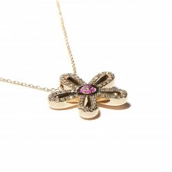 Campbell + Charlotte JuJu Flower Charm Necklace - Pink Sapphire Wear