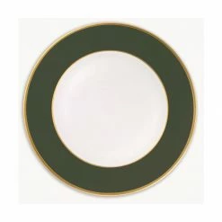 Augarten Porcelain Charger Plate 32 Cm With Slim Gold Rim Forrest Green Matte Dinnerware