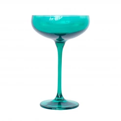 Estelle Colored Glass Live Champagne Coupe (Set Of 2), Emerald Green