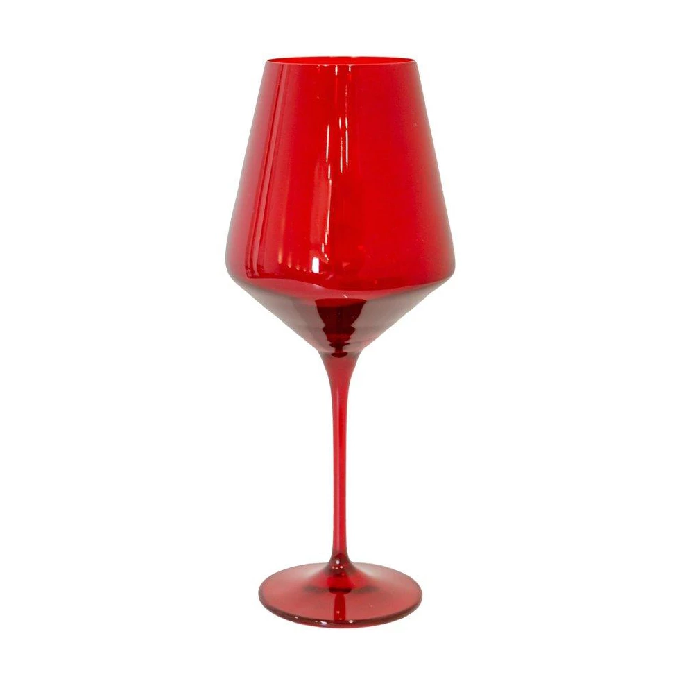 Estelle Colored Glass Wine Glass (Set Of 2), Red 1 Estelle Colored Glass Wine Glass (Set Of 2), Red