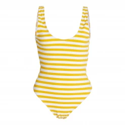 Faithfull The Brand Wear Solene One-Piece Swimsuit, Marigold Stripe