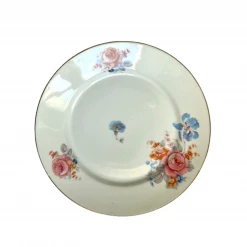 Madame De La Maison Set Of 8 Floral Plates With Silver Trim