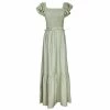 Moon River Smocked Dress, Light Olive