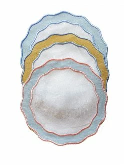 Hibiscus Linens Live Applique Scallop Cocktail Napkin