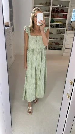 Andion Valerie Dress, Green Stripe