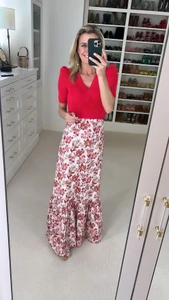 Coco Shop Wear Maxi Skirt, Red Floral 5 Coco Shop Wear Maxi Skirt, Red Floral