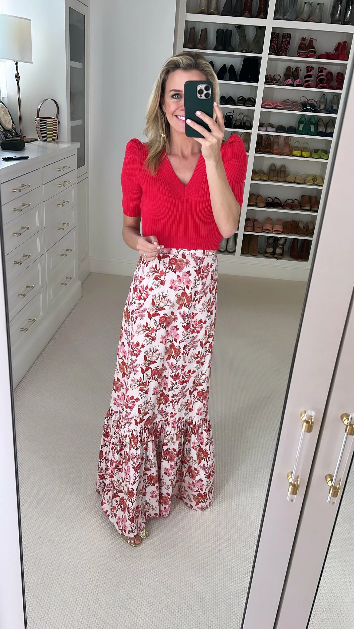 Coco Shop Wear Maxi Skirt, Red Floral 3 Coco Shop Wear Maxi Skirt, Red Floral