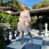 Sue Sartor Paloma Shorty Dress, Asters Zinnias In Barely Blush Pink And White Wear