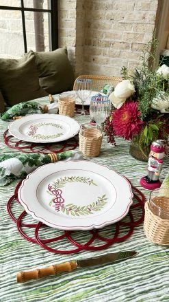 Cabana Live Woven Bloom Placemat, Burgundy