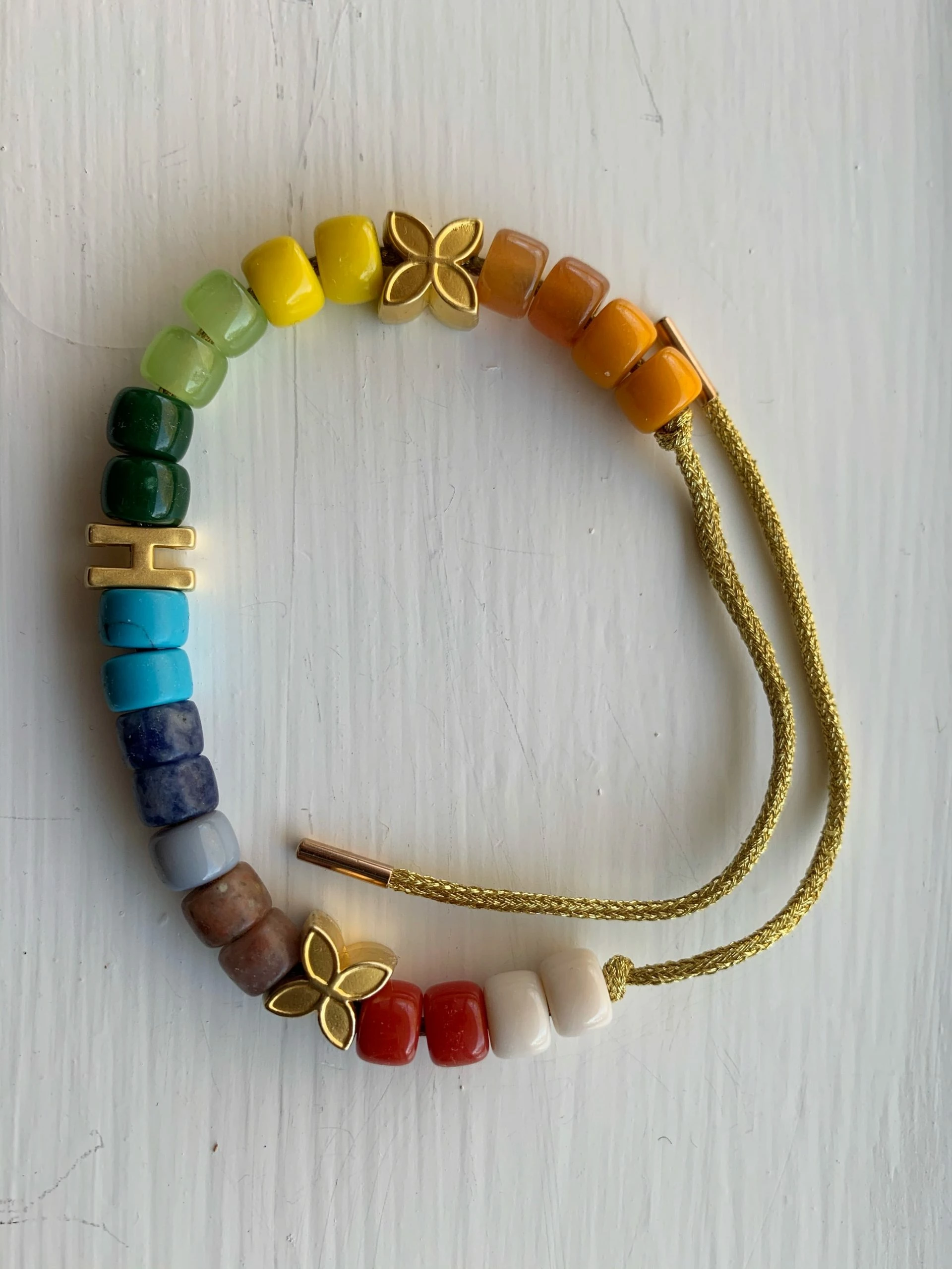 La Lumiere NY Semi Precious Stone Lurex Rainbow Bracelet Wear 5 La Lumiere NY Semi Precious Stone Lurex Rainbow Bracelet Wear