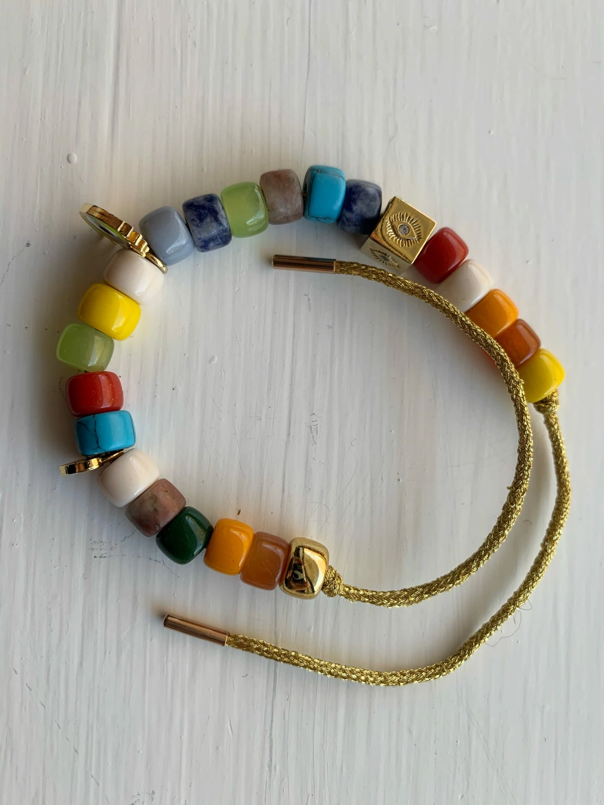 La Lumiere NY Semi Precious Stone Lurex Rainbow Bracelet Wear 2 La Lumiere NY Semi Precious Stone Lurex Rainbow Bracelet Wear